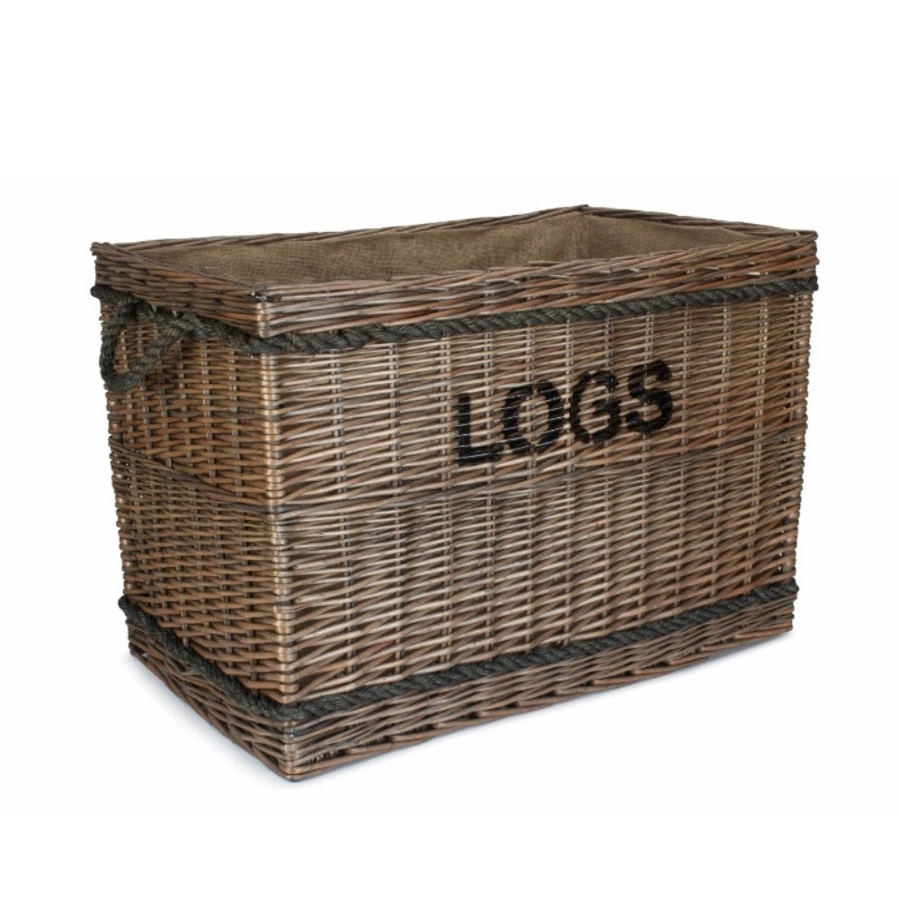 Jumbo Rope Handle Wicker Log Basket-0