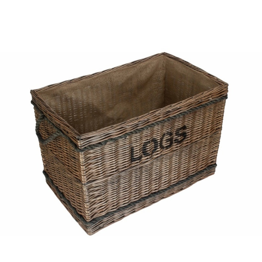 Jumbo Rope Handle Wicker Log Basket-1